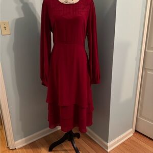 Lulu's Burgundy Long Sleeve Dress